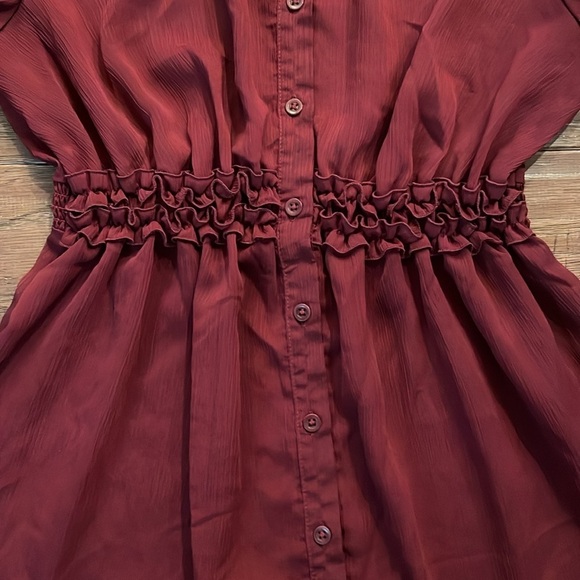 A Pea in The Pod Short Sleeve Button Down Elastic Waistband Shirt Size M - Picture 5 of 7